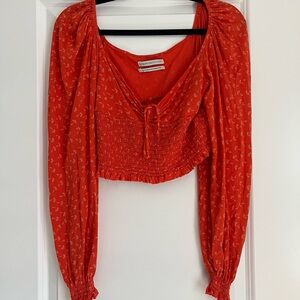 Urban Outfitters Red Smocked Women's Top